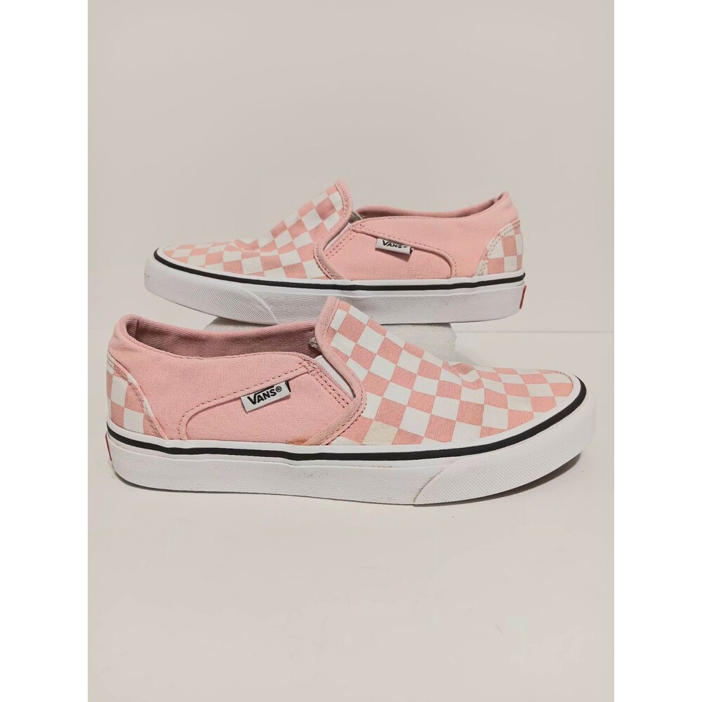 Vans Off The Wall Asher Pink White Checkered Sneakers Women's Sz 7